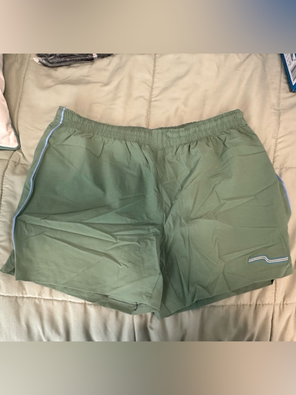 Women’s Olive Green Athletic Shorts with Contrast Trim
